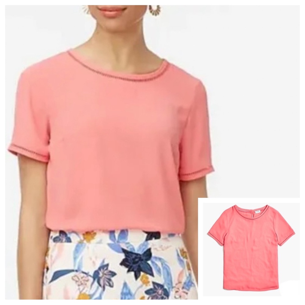J. Crew Ladder Trim Top Coral Size Small